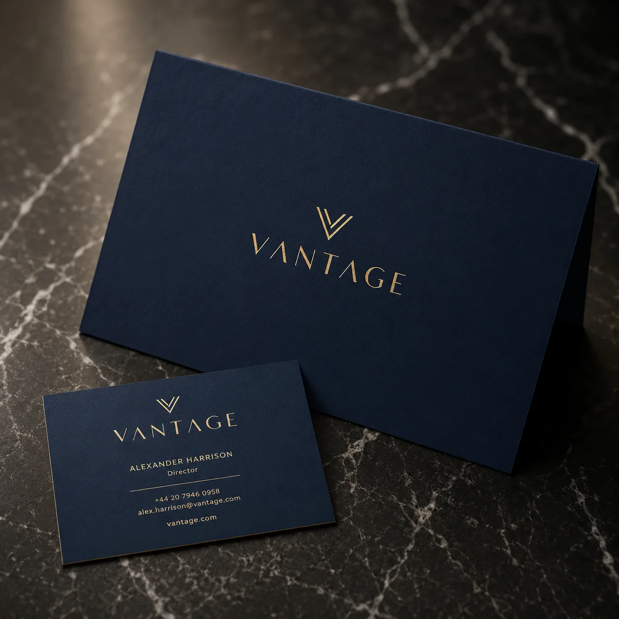 Logo and stationery — Vantage concept study