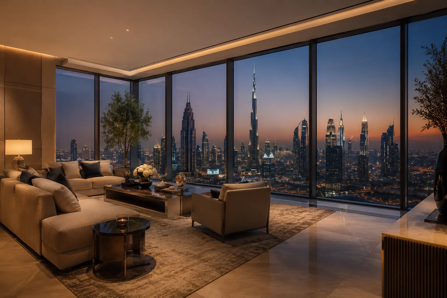 Penthouse living, skyline view